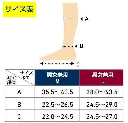 ドクターショール フライトソックスのサイズ表