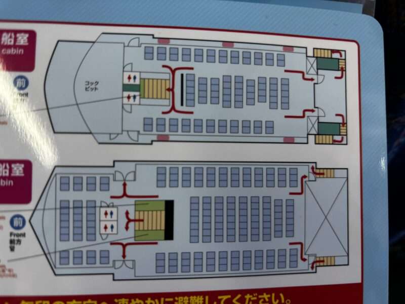 伊豆大島ジェット船の船内図