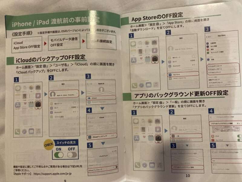 レンタルしたグローバルWi-Fiの説明書
