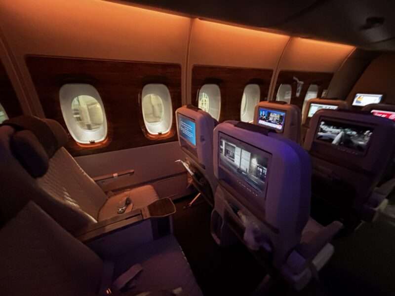 エミレーツ航空エコノミークラスの座席（一番後ろの席）