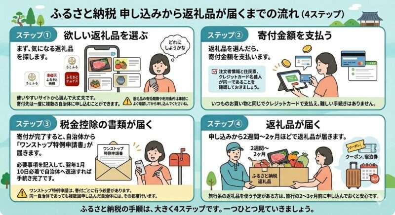 ふるさと納税納税申込みから返礼品が届くまで