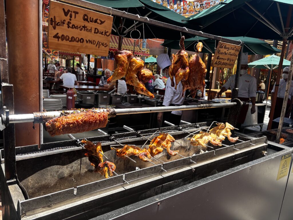 バーナーヒルズフランス村の焼いた肉を売っている屋台