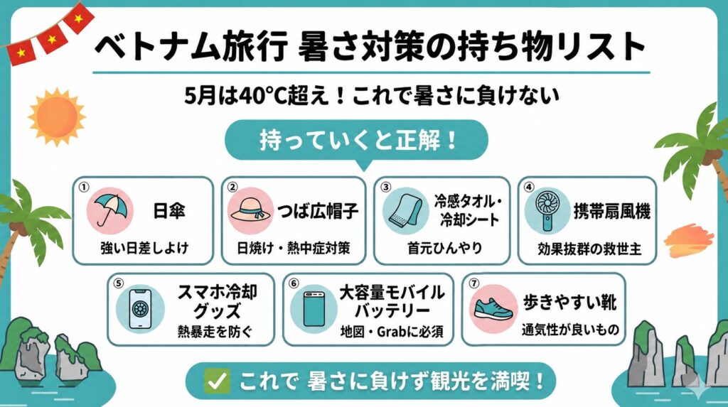 ベトナム旅行・暑さ対策の持ち物リスト7点