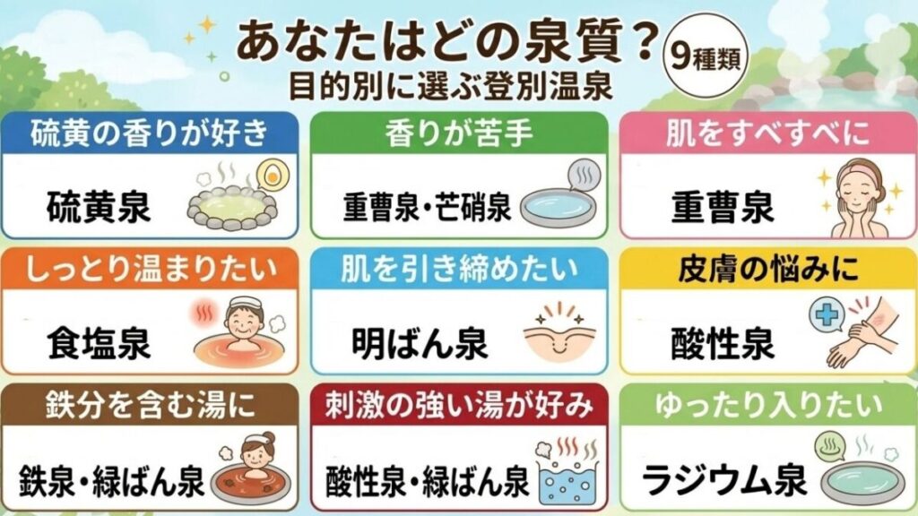 登別温泉の9種類の泉質を自分の好みで選ぶ