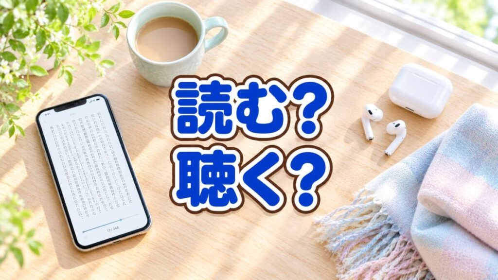 飛行機の暇つぶし用に電子書籍を表示したスマホとワイヤレスイヤホン